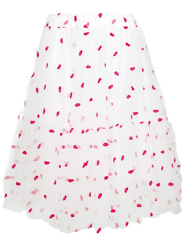 P.a.r.o.s.h. Lips Print Skirt - White
