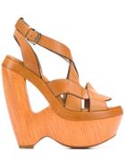 Alaïa Pre-owned 2000's Cutout Wedge Sandals - Brown