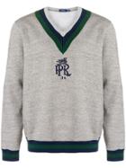 Polo Ralph Lauren Logo Embroidered V-neck Sweatshirt - Grey