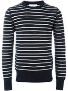 Ami Paris Striped Crew Neck Jumper - Blue