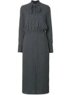 Ck Calvin Klein Polka Dotted Tie Neck Dress - Black