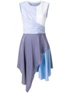 Opening Ceremony Asymmetric Stripe Draped Dress - Blue
