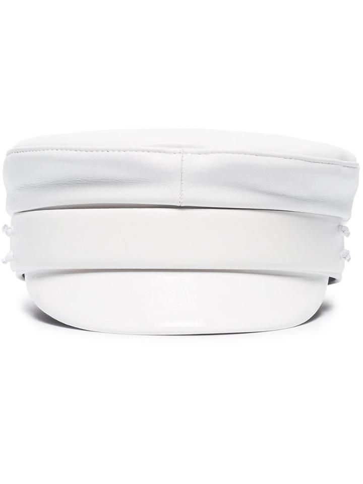 Ruslan Baginskiy White Leather Baker Boy Hat