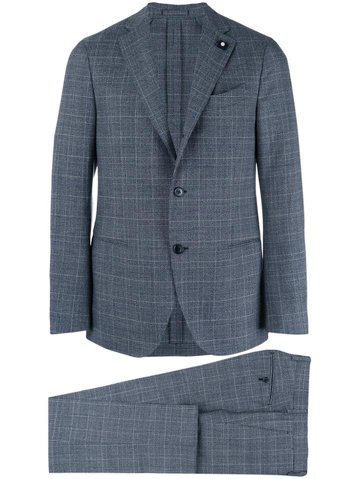 Lardini Two-piece Check Suit - Blue