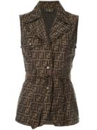 Fendi Vintage Logo Tied Sleeveless Jacket - Brown