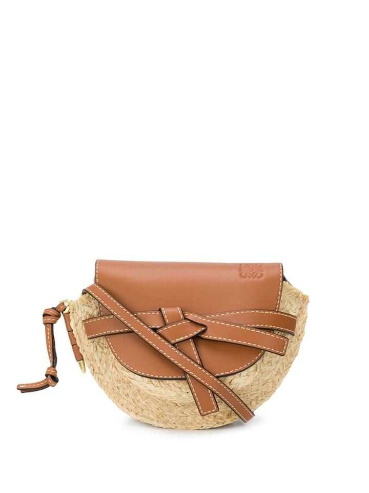 Loewe Gate Straw Mini Bag - Brown