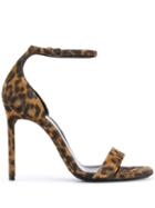 Saint Laurent Amber Leopard Print Sandals - Brown