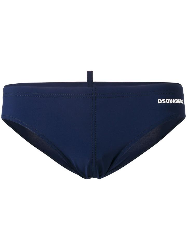 Dsquared2 Off-centre Logo Swim Slip, Men's, Size: 46, Blue, Polyamide/spandex/elastane