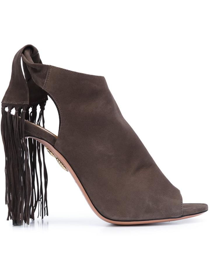 Aquazzura 'fringe Tie' Sandals - Brown