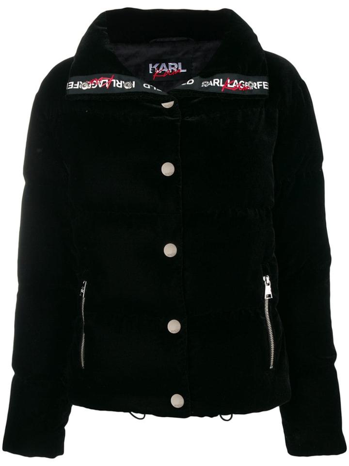 Karl Lagerfeld Karl X Kaia Velvet Down Jacket - Black