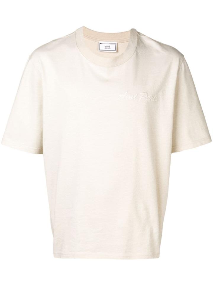 Ami Alexandre Mattiussi Crewneck Tee With Ami Paris Embroidery -