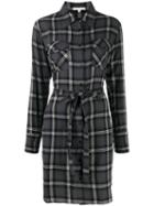 Gold Hawk Plaid Print Dress - Grey