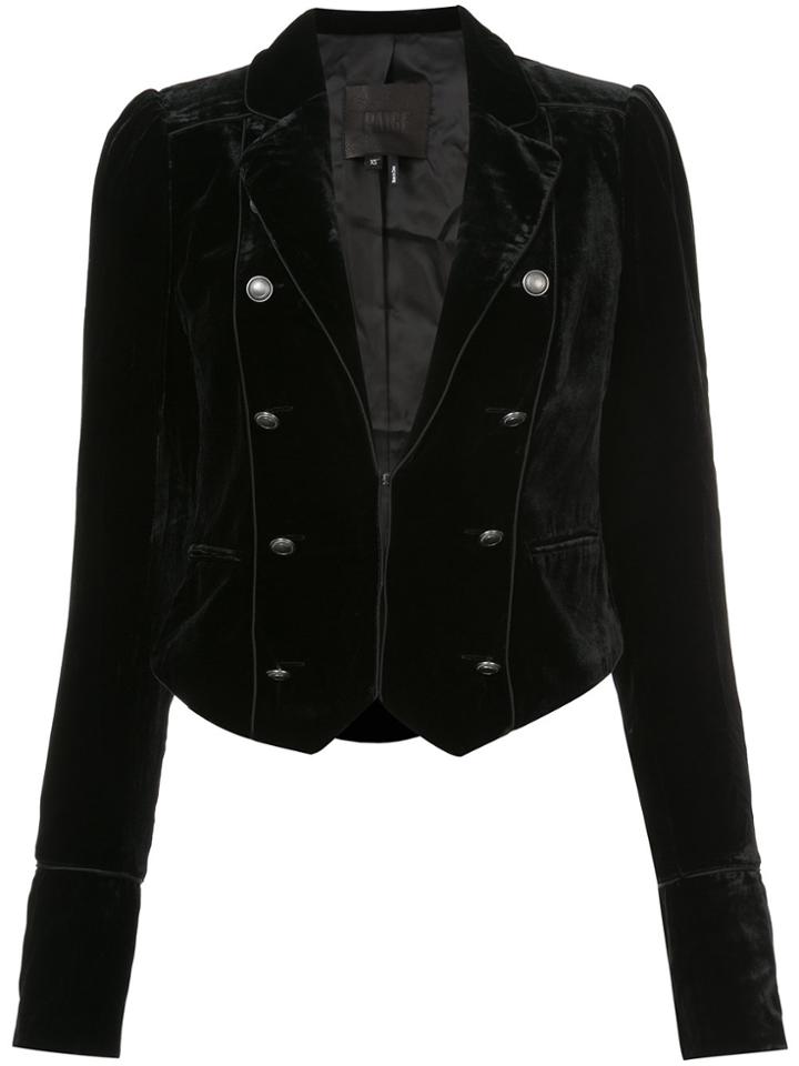 Paige Cropped Velvet Jacket - Blue