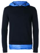 Moncler - Contrast Hoodie - Men - Polyamide/virgin Wool/feather/goose Down - S, Blue, Polyamide/virgin Wool/feather/goose Down