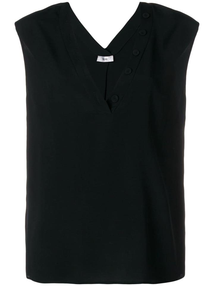 Mauro Grifoni Buttoned V-neck Tank Top - Black
