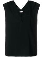 Mauro Grifoni Buttoned V-neck Tank Top - Black