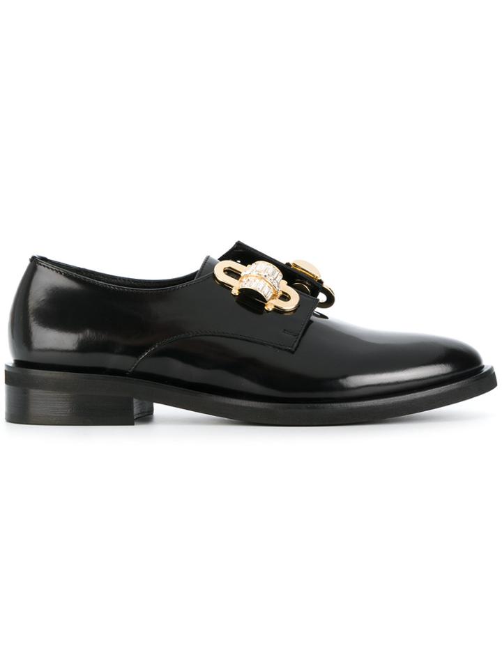 Coliac Embellished Varnished Loafers - Black