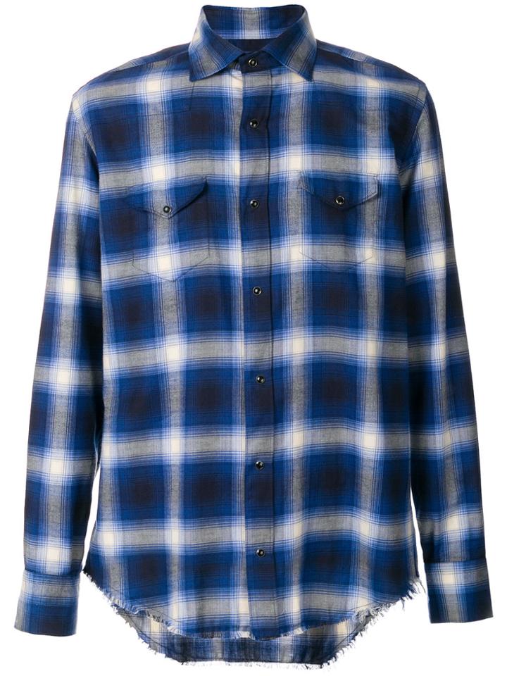Eleventy Checked Shirt - Blue