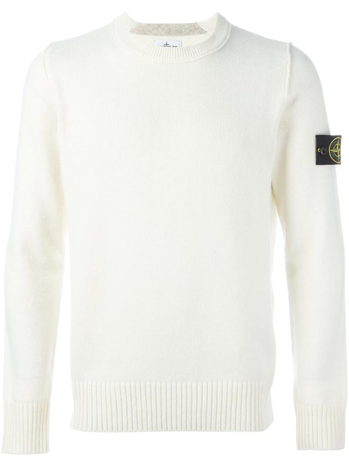 Stone Island Arm Patch Jumper, Men's, Size: Large, Nude/neutrals, Polyamide/wool