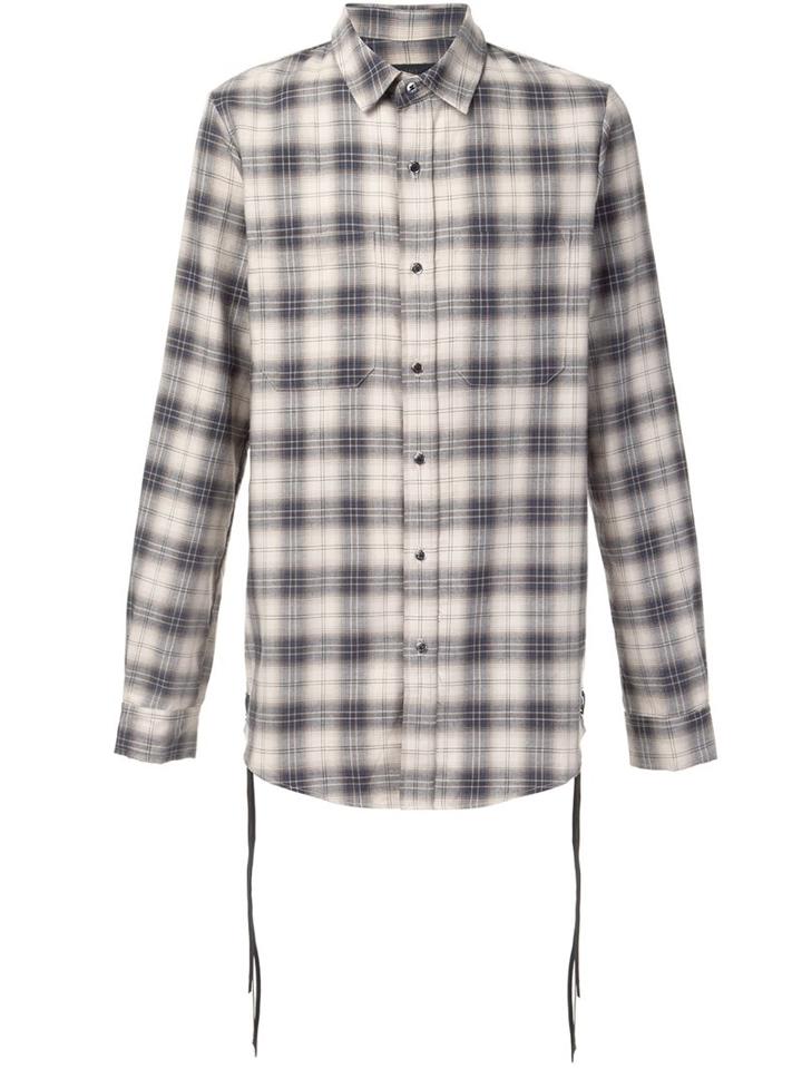 Amiri Lace Detail Plaid Shirt, Men's, Size: Medium, Nude/neutrals, Cotton
