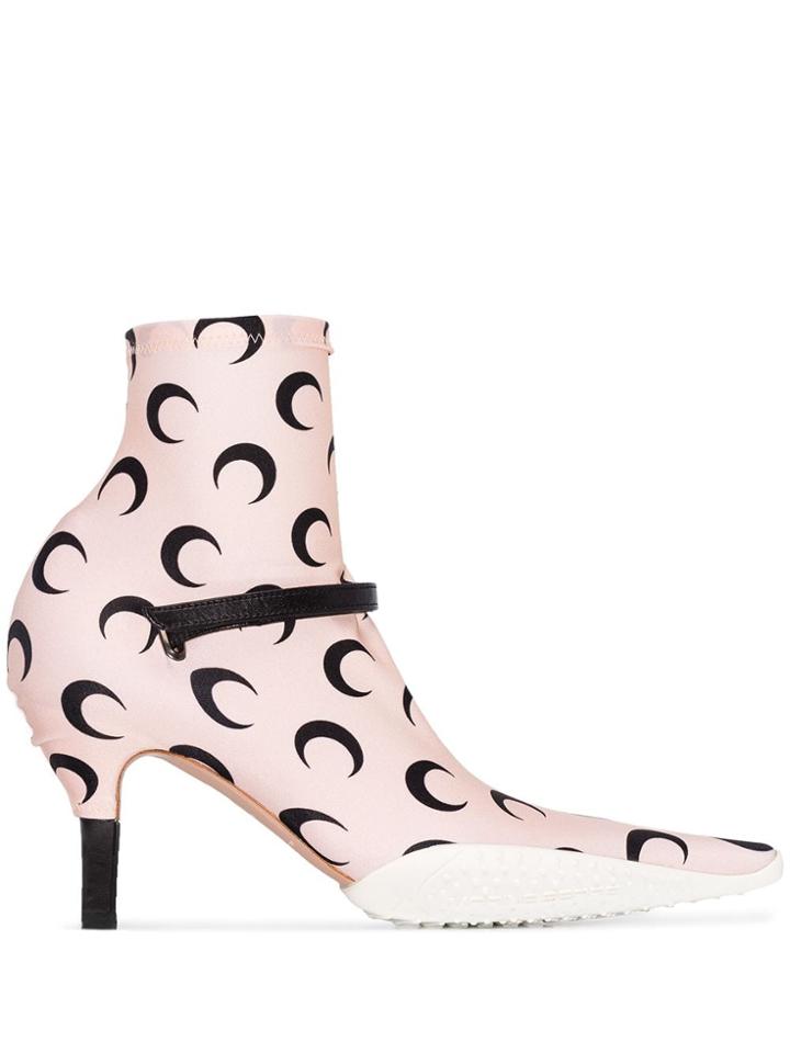 Marine Serre 50mm Moon Print Ankle Boots - Neutrals