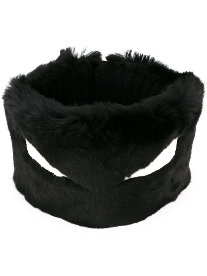 Fendi Bag Bugs Collar, Men's, Black, Rabbit Fur/wool