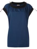 Marni Drawstring Short Sleeve Top, Women's, Size: 42, Blue, Cotton/polyester/spandex/elastane