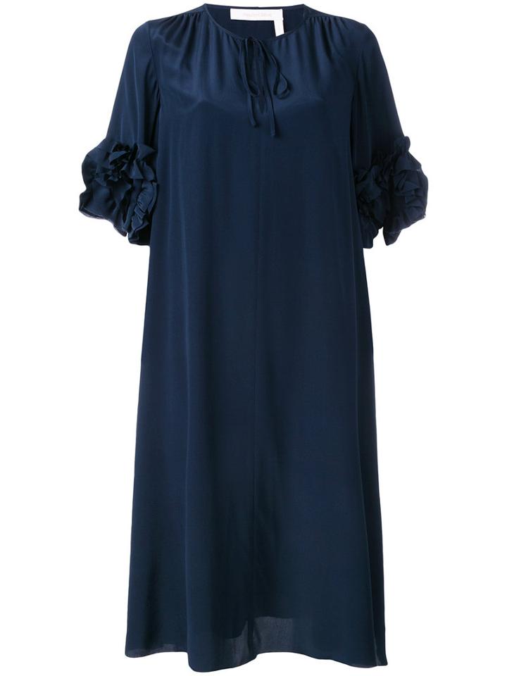 See By Chloé - Ruffle Sleeve Dress - Women - Viscose - 38, Blue, Viscose