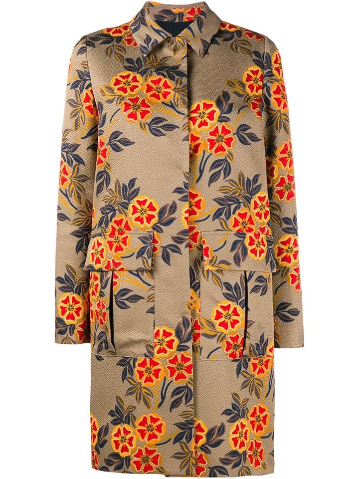Msgm Floral Printed Coat