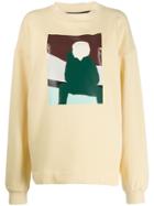 Plan C Graphic Print Oversized Jumper - Yellow