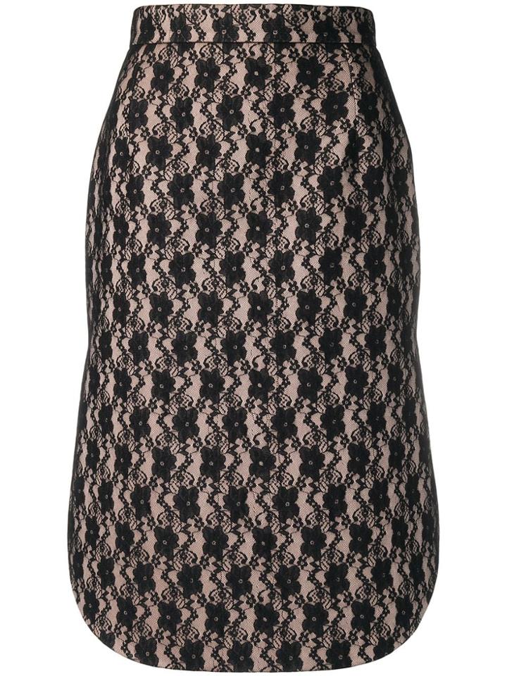 Christopher Kane Lace Bonded Satin Skirt - Black