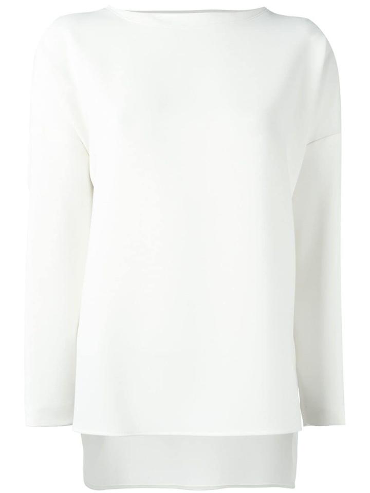Alberto Biani Boat Neck Longsleeved Blouse - White