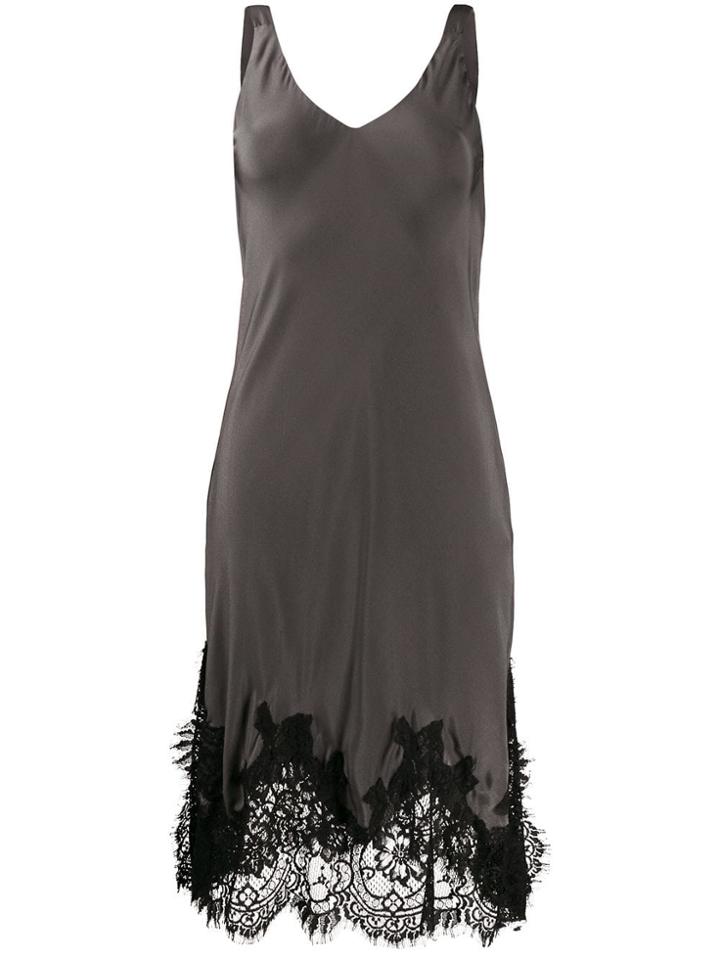 Gold Hawk Lace-trimmed Midi Dress - Grey