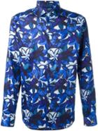 Etro Floral Print Shirt, Men's, Size: 40, Blue, Cotton
