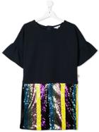 Little Marc Jacobs Teen Panelled Sequin Embroidered Dress - Blue