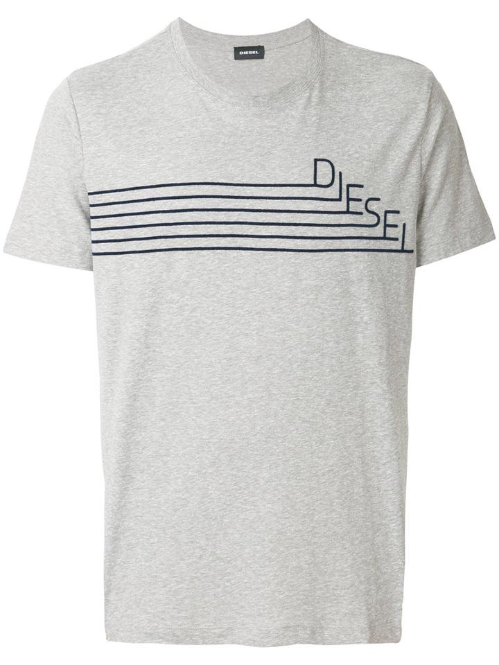 Diesel - Branded T-shirt - Men - Cotton/polyester/viscose - L, Grey, Cotton/polyester/viscose