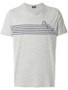 Diesel - Branded T-shirt - Men - Cotton/polyester/viscose - L, Grey, Cotton/polyester/viscose