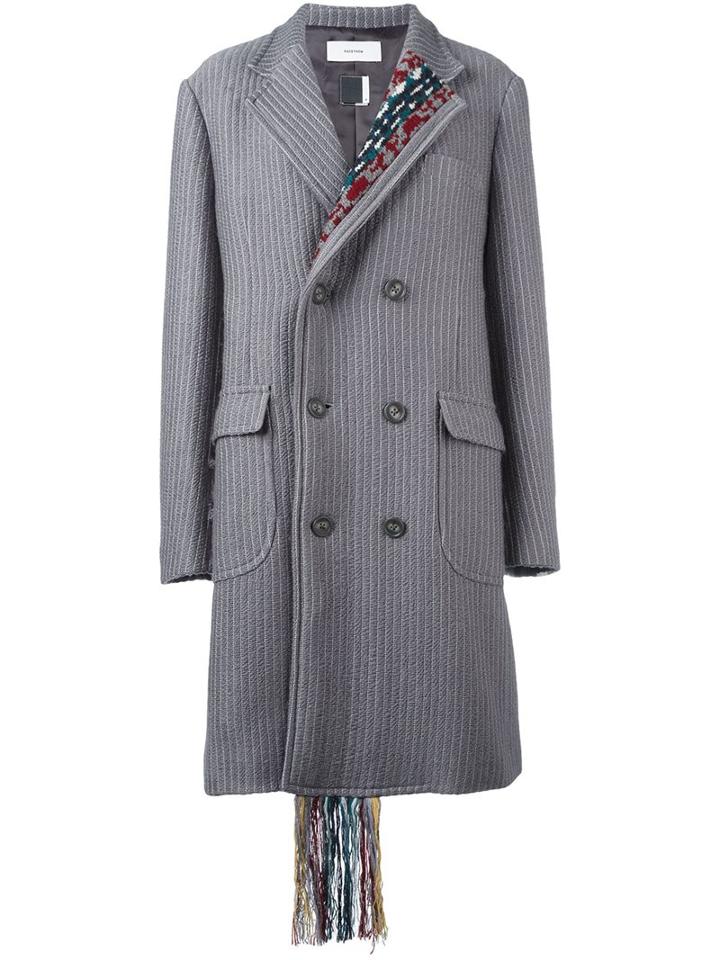Facetasm Pinstriped Woven Detail Coat