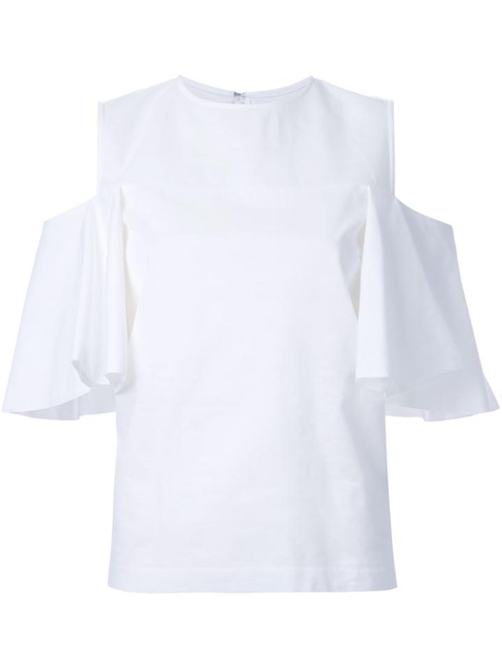 Le Ciel Bleu Shoulderless Ruffle Top, Women's, Size: 38, White, Cotton/polyester
