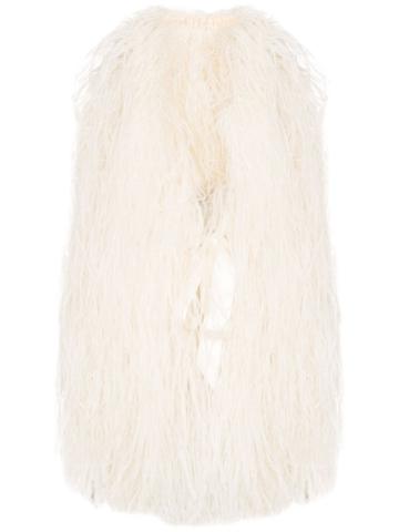 One Vintage Feather Cropped Cape - White
