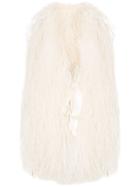 One Vintage Feather Cropped Cape - White