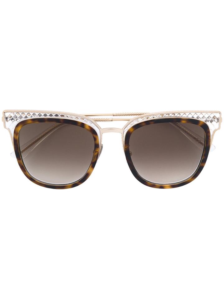 Bottega Veneta Eyewear Oversized Square Shaped Sunglasses - Brown