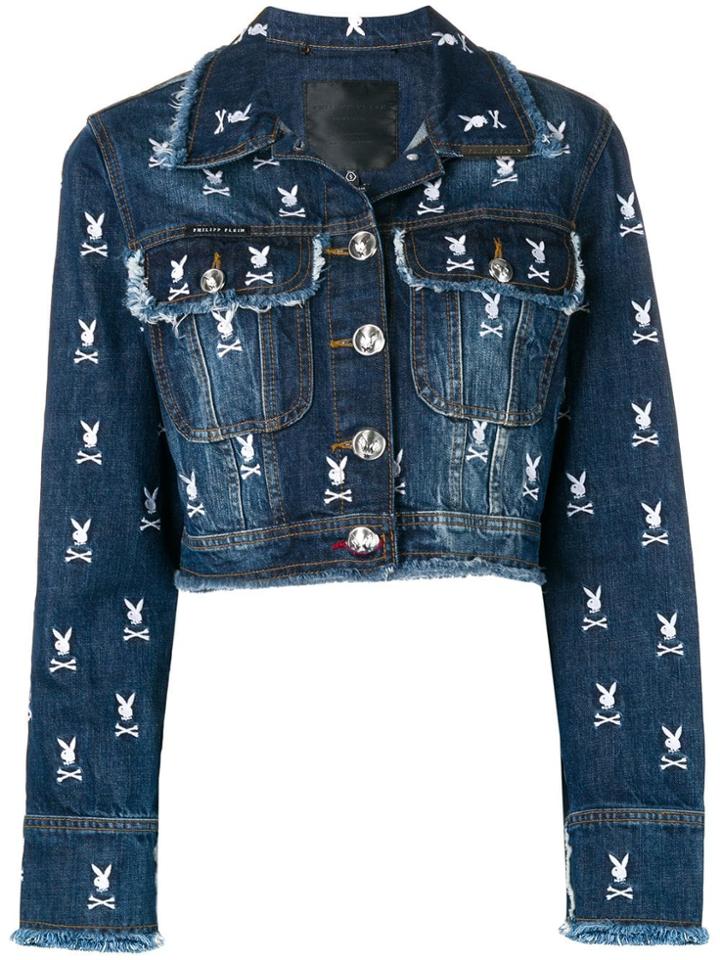 Philipp Plein X Playboy Logo Denim Jacket - Blue