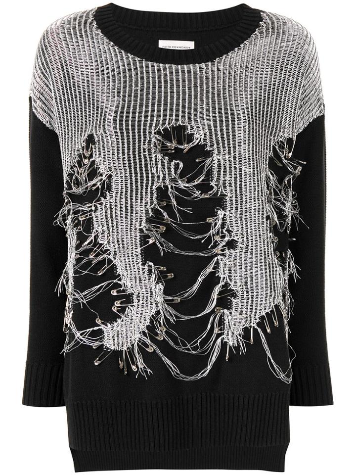 Faith Connexion Embellished Knit Jumper - Black