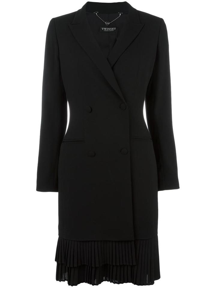 Twin-set Double-breasted Blazer Dress, Women's, Size: 44, Black, Spandex/elastane/acetate/viscose/acetate