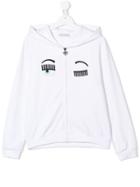 Chiara Ferragni Kids Teen Eyes Logo Hoodie - White