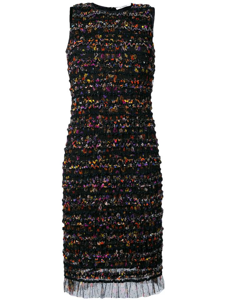 Givenchy Ruched Mesh Shift Dress - Black