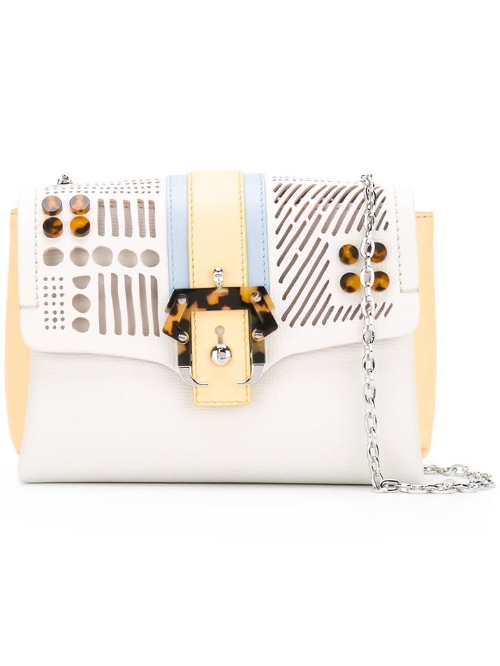 Paula Cademartori Perforated Trim Cross Body Bag, Women's, White, Calf Leather