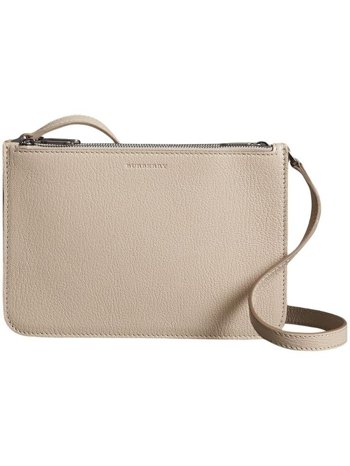 Burberry Triple Zip Grainy Leather Crossbody Bag - Neutrals