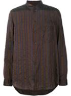 Uma Wang Striped Shirt, Men's, Size: Medium, Brown, Cupro